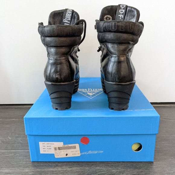 John Fluevog Soft Rock Blac Lace-Up Platform Boots - Picture 2 of 4